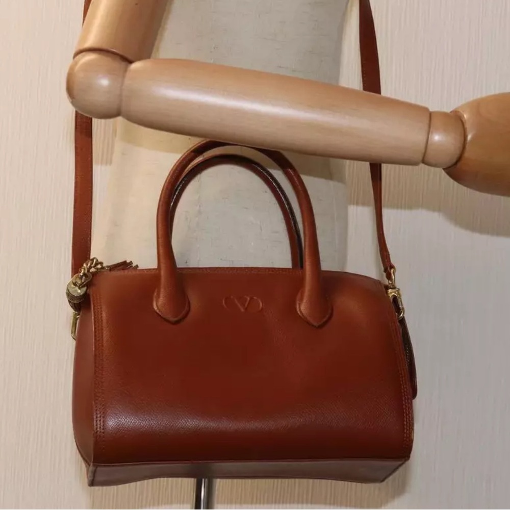 AUTH Authentic Valentino Garavani Brown Leather Tassel Handbag Tote - Picture 12 of 12